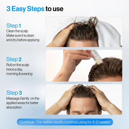 Dreamrile Advanced Hair Density Roll-On Serum 25 ml | 5% Saw Palmetto, 3% Rosemary, 1% Caffeine Herbasome & 3% Fenugreek | Scalp Serum for Reduced Hair Fall | Men & Women